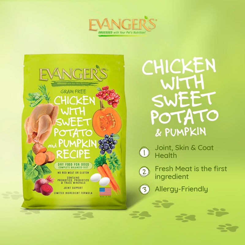 Evanger's Grain Free Chicken with Sweet Potato & Pumpkin Dry Food for Dogs â€“ 4.4 lb â€“ Fresh Deboned Chicken, Probiotics, Omegas 3 & 6, Grain-Free, All Life Stages - Image 2